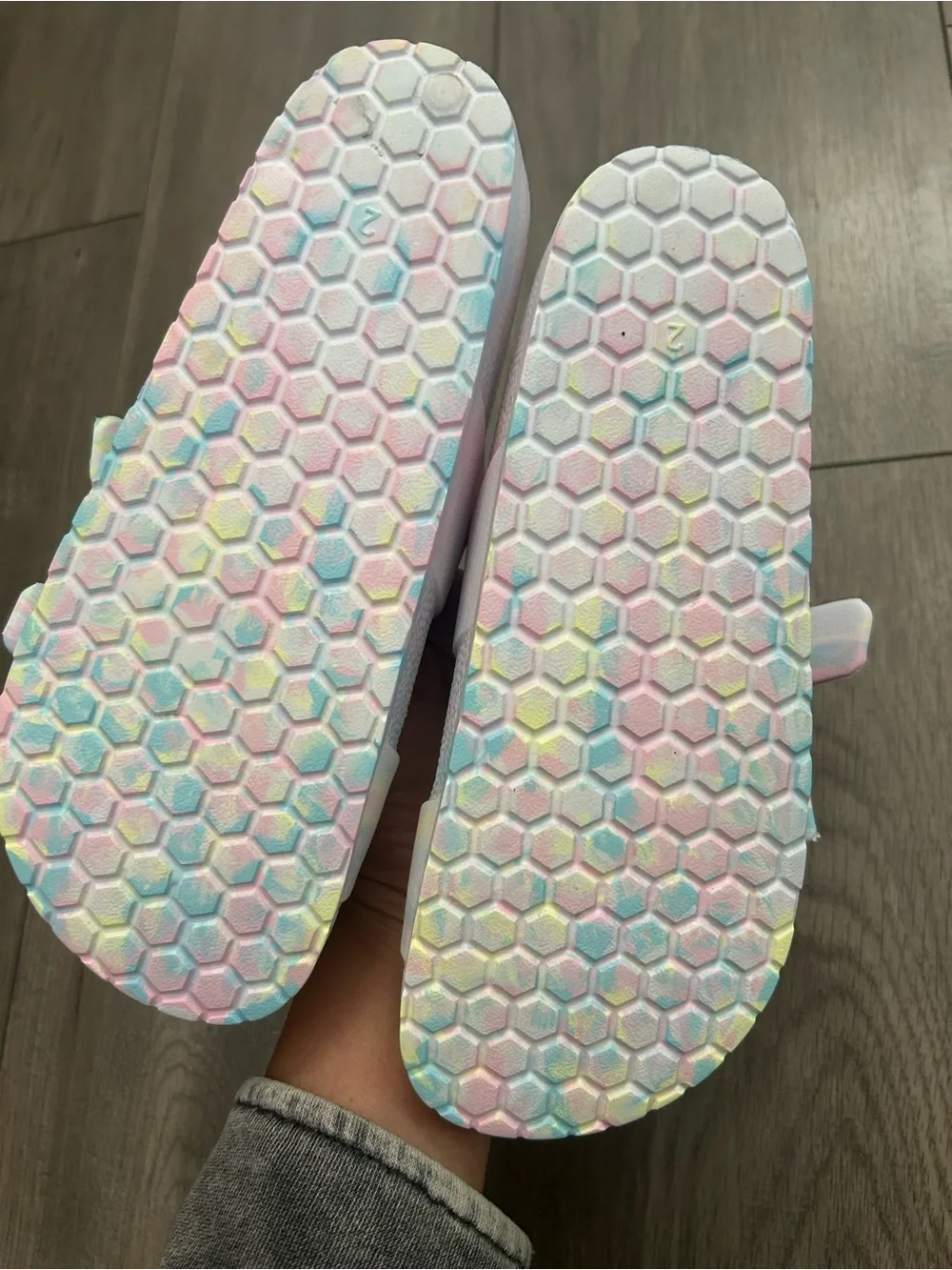 Cat & Jack Kids' Noa Sandals featuring a pastel tie-dye pattern - Size: 2 youth